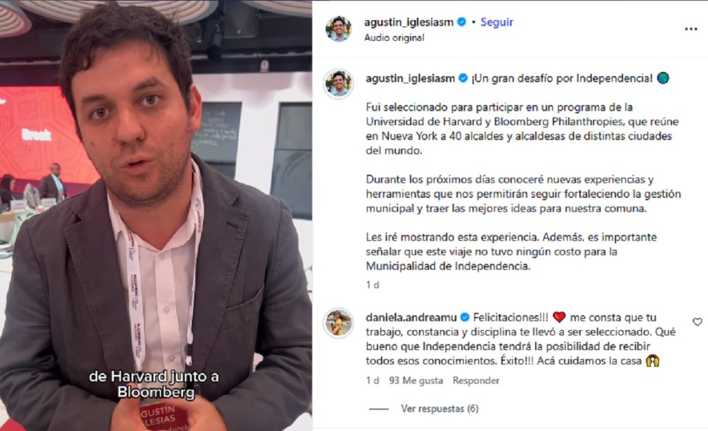 Daniela Muñoz reaccionó a logro de su pareja, el alcalde de Independencia Agustín Iglesias