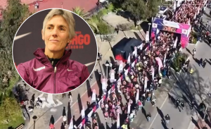 Las primeras imágenes de Joan Benoit corriendo en Chile histórica campeona participa en Maratón