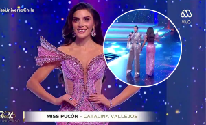 El chascarro de Cata Vallejos en Miss Universo Chile: tropezó y Emilia Dides la "salvó" de caerse