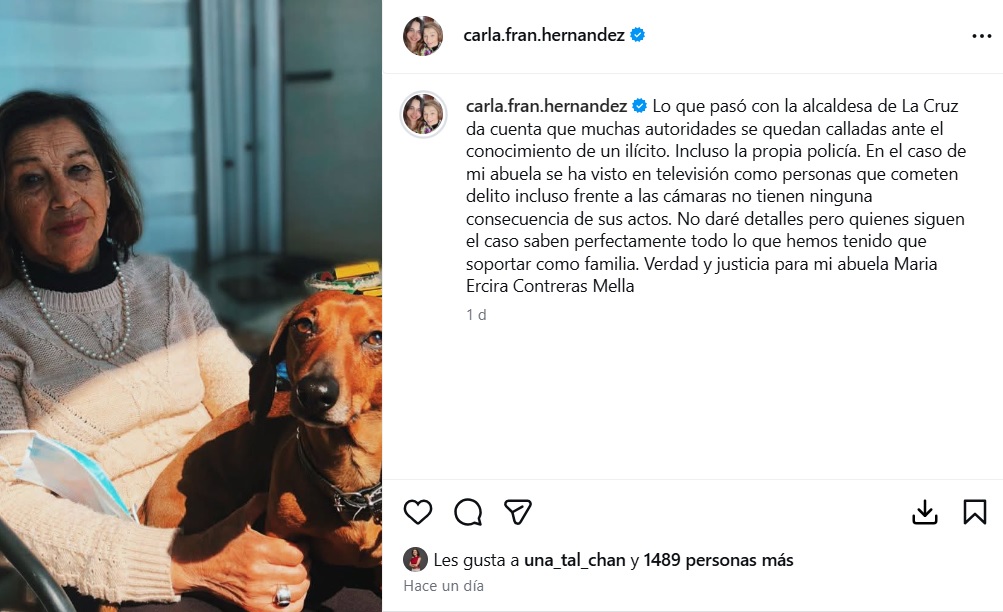 Nieta de María Ercira Contreras habló del caso de alcaldesa de La Cruz