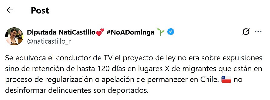 Diputada Castillo responde a Repenning