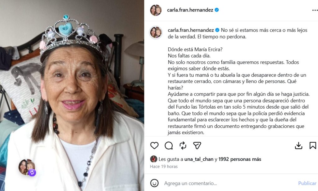 El emplazamiento de la nieta de María Ercira Contreras a Mónica Kleinert