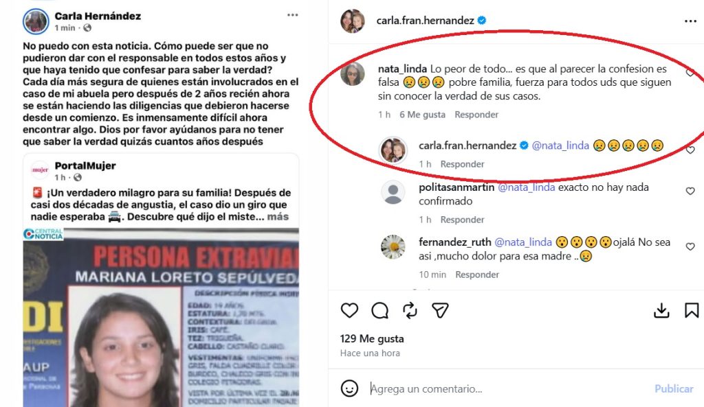Nietas de María Ercira Contreras reaccionaron a nuevos antecedentes en el caso de Mariana Sepúlveda
