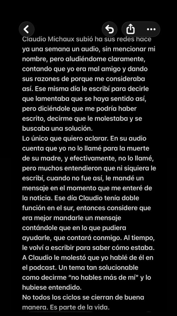 Lucho Miranda rompió el silencio y respondió a dichos de Claudio Michaux sobre el fin de su amistad