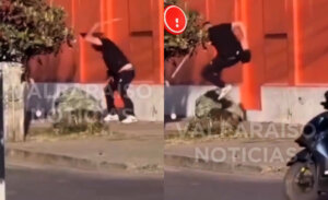Impactantes imágenes: cae hombre que dio brutal golpiza a mujer con discapacidad en Valparaíso