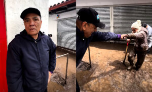 Con pala en mano captan solidario gesto de periodista de T13 que ayudó a sus vecinos tras aluvión