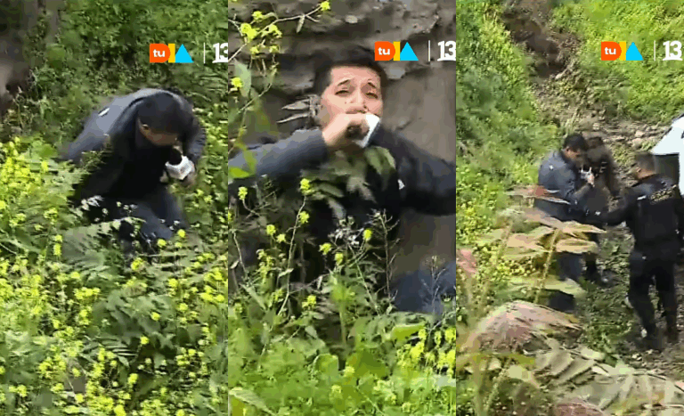 Reportero de Tu Día protagonizó chascarro en vivo tras intentar descender por un barranco