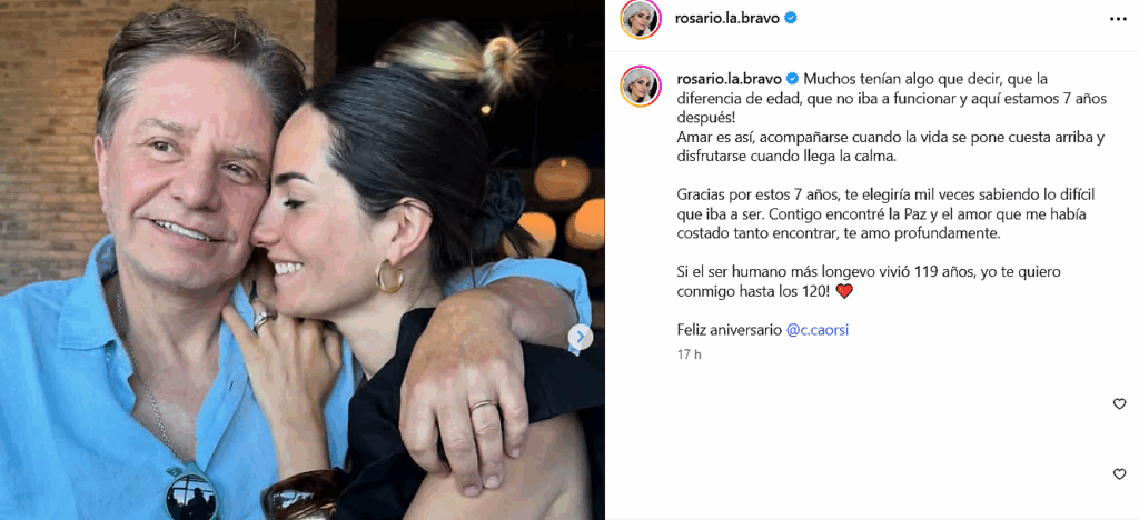 Rosario Bravo recordó cuestionamientos a su matrimonio con Carlos Caorsi: "Te elegiría mil veces"