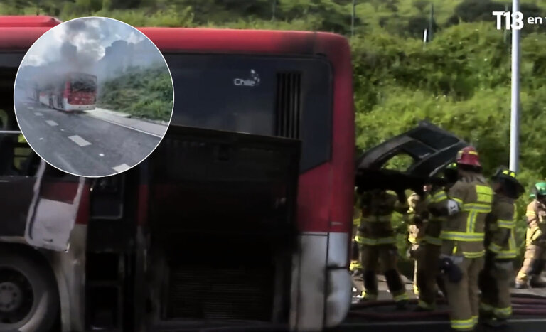 Incendio afectó a bus de Red Movilidad en Costanera Norte: pasajeros lograron evacuar