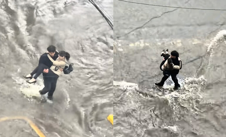 Pareja explicó el origen de su momento viral en medio de lluvias en Santiago: 