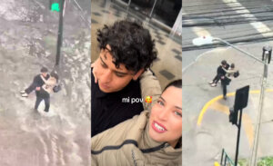pareja viral bajo la lluvia dio cuenta de estragos