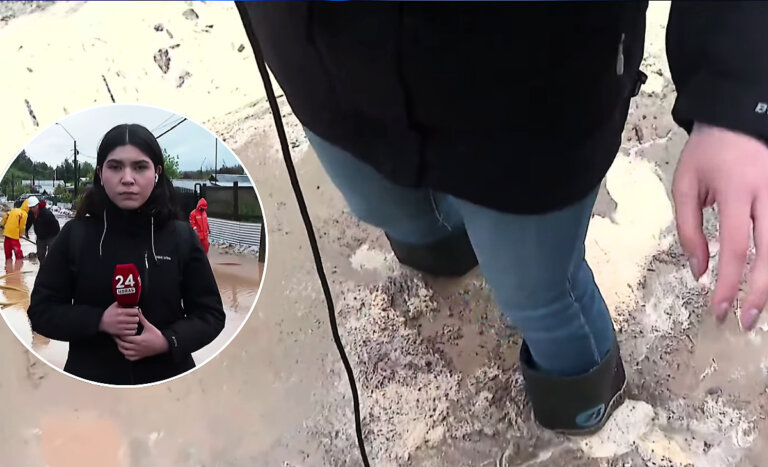 Periodista de TVN quedó atrapada en el barro tras aluvión en Concepción: 