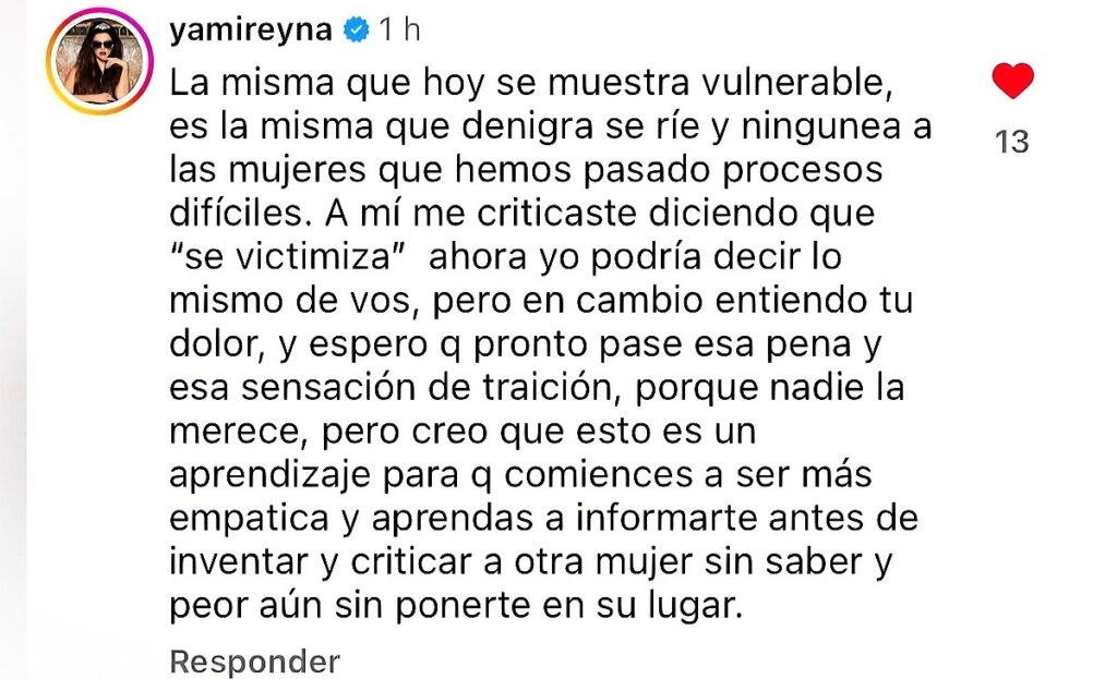 Yamila Reyna y su mensaje sin filtro contra Pancha Merino
